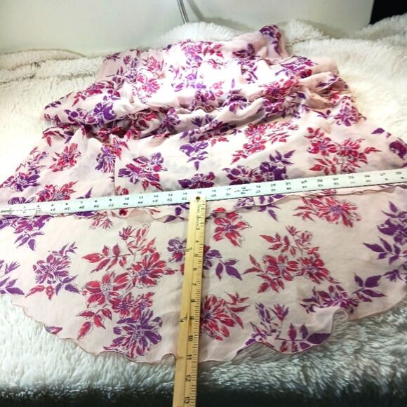 Express 90s Y2K Pink Asymmetrical Ruffled Floral Midi Sundress Womans L. Whimsy. - Picture 13 of 14